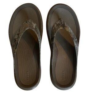 Mens Crocs Realtree Swiftwater Edge Wave Camo Flip Flops Slides Size 9 EUC